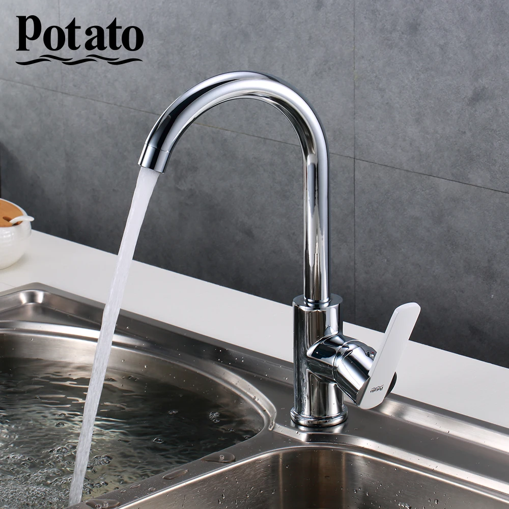 

Potato Kitchen Faucet 360 Degree Black Faucet Swivel Single Handle Vessel Sink Vintage Kitchen Mixer Tap p40238-