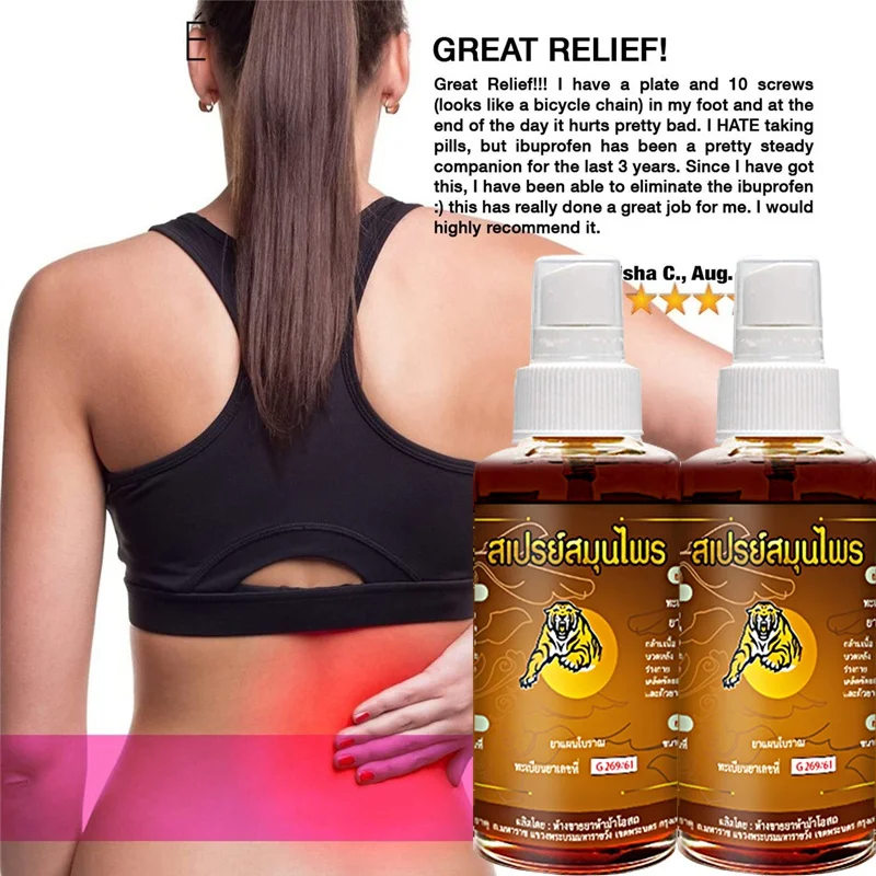 Chinese Medicine Relieves Pain, Relieves Rheumatism, Joint Pain, Muscle Pain, Bruises, Swelling Thailand Tiger Oil Spray