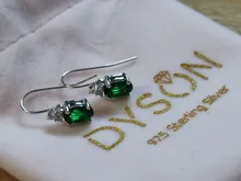 925-Sterling-Silver Earrings Fine-Jewelry Nano-Emerald Women Classic for Gifts Created