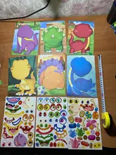 Pegatinas de rompecabezas para niños, juegos de rompecabezas de princesa de cara a cara, dinosaurio de ensamblaje, juguete educativo de entrenamiento de reconocimiento