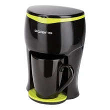 Кофеварка Polaris PCM 0109 черно-салатовая(Съемный фильтр, мощность 350 Вт, капельная, ложка и кружка в комплекте