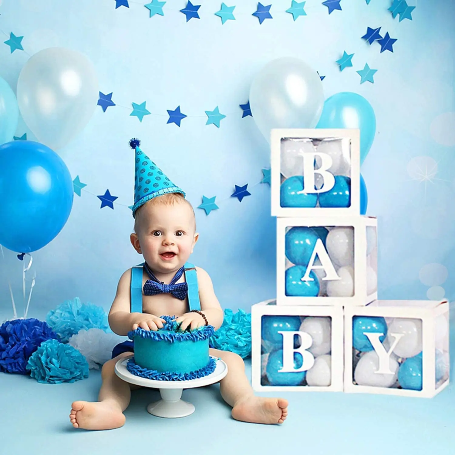 Baby 1st Birthday Decorations First Birthday Balloon Boxes with ONE Letter 1  Year Old Birthday Backdrop for baby shower Boy Girl - AliExpress