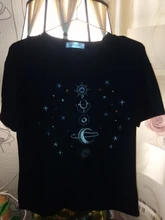 Women's T-Shirts Short-Sleeve Embroidery Black Top White Fashion-Star Korean Casual O-Neck