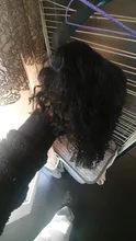 LUFFY-Peluca de cabello humano rizado sin pegamento para mujeres negras, hecha a máquina con flequillo, pelo brasileño Remy con densidad de 200%
