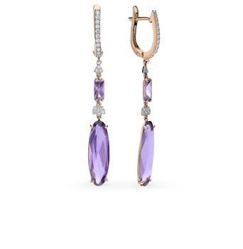 

Gold earrings with amethyst and cubic zirconia sunlight sample 585