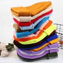 Зимние шапки для женщин, Новые Вязаные шапки, одноцветные милые шапки для девочек, осенние женские шапки, теплые шапки, женские повседневные Шапки