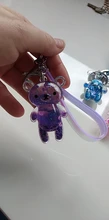 Llavero líquido de oso brillante con arena movediza, llavero acrílico con llavero, mochila con colgantes para parejas, mujeres, hombres, novios, regalo