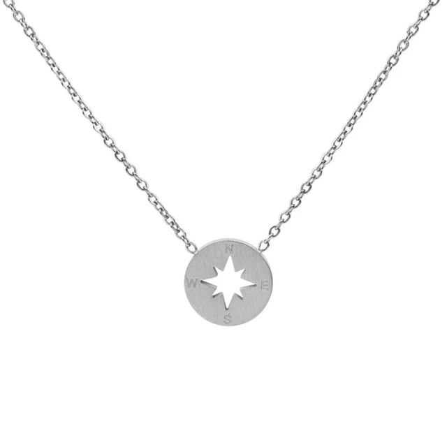 Dropshipping Round Disc Necklaces Pendant Women Compass Necklace Travel Jewelry Unisex Stainless Steel Chain Graduation Gift 2