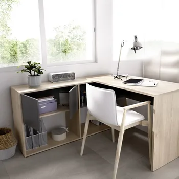 

Kit desk model FLEXO with shelf and doors in natural color and graphite