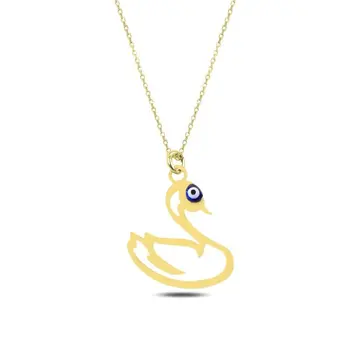 

Angemiel 925 Silver Mesh Swan Simple Necklace-Gold Plated