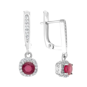 

Silver earrings with cubic zirconia and corundum
