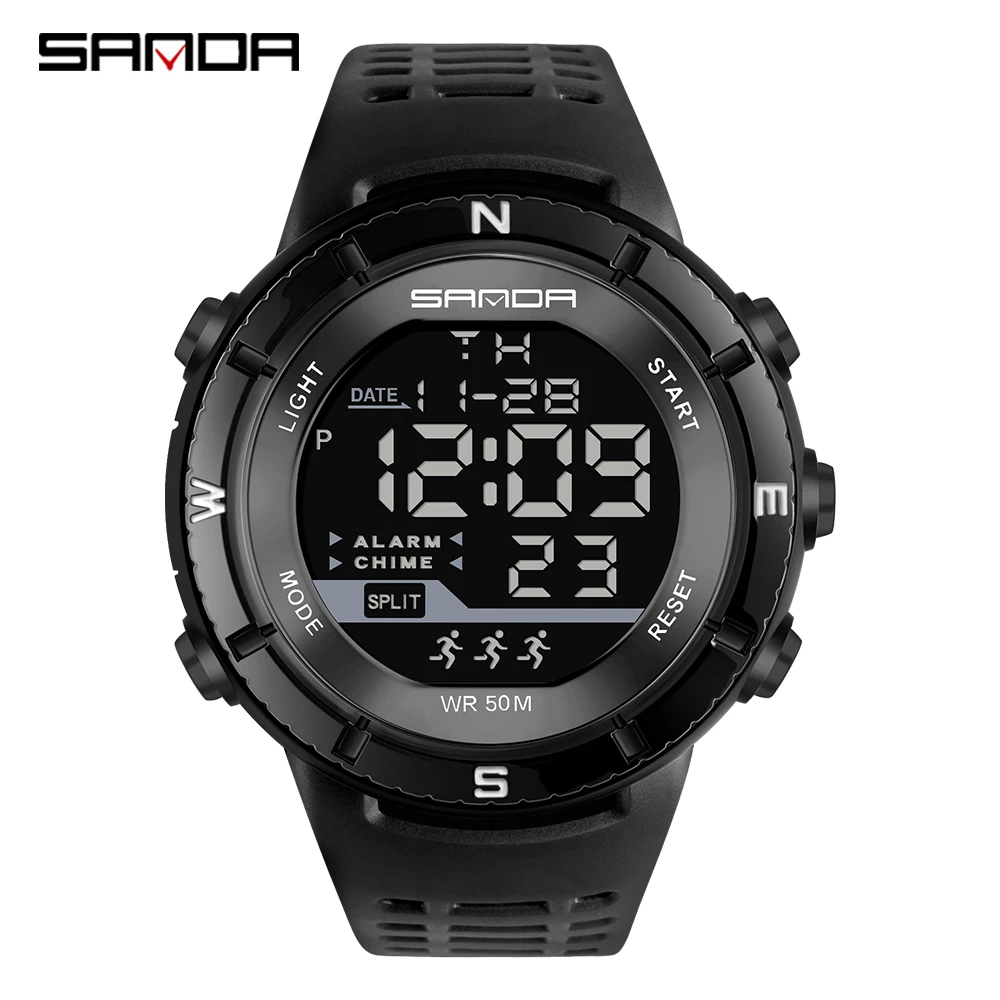 

SANDA New Men's Sports Watch Luminous Waterproof Single Movement Multi-function Digital Watch Fashion Resin Strap Wrist Watch