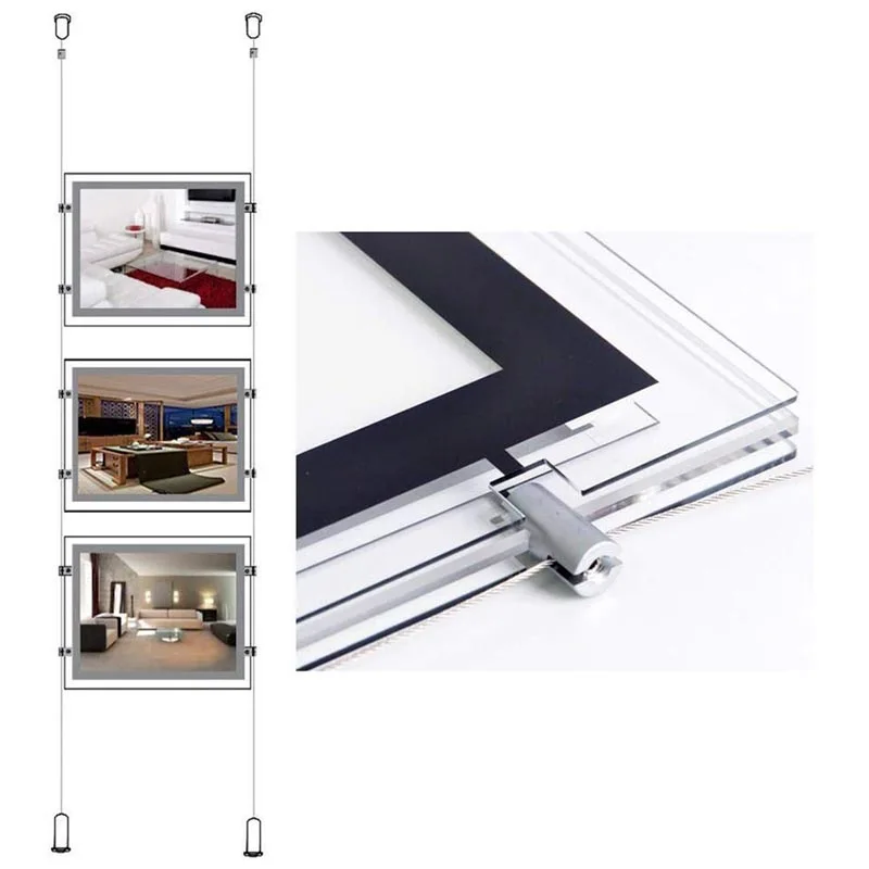 US $174.00 3unitColumn Single Magnetic Front Storefront Backlit Window Showcase Poster Frame Led Wall Display Kits