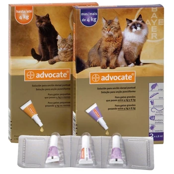 

ADVOCATE BAYER ANTIPARASITARIO SPOT ON , PULGAS , FILARIA , ACAROS Y NEMATODOS GATOS