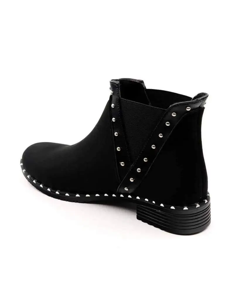 

Mosimoso Women's Ankle Height Boot Armes Black Suede Pin Elastic V Throat Women Boots