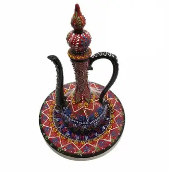 

Boho Pottery Turkis Tile Pitcher Large Globe Home Kitchen Decore Handmade Decorative Vase + Plate White Floral Vases Unique Gift