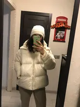 Womens Puffer Jacket Parkas Hooded-Coat Outwear Harajuku Korean-Fashion Winter