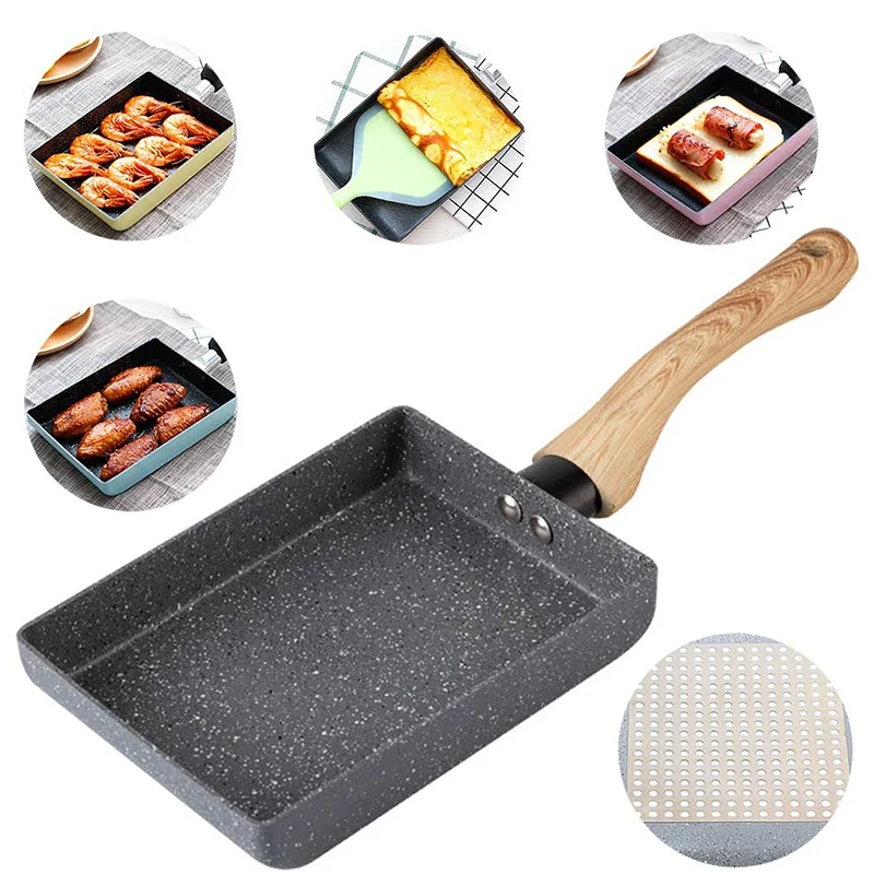 Tamagoyaki Japanese Omelette Pan Egg Pan Non-stick Coating Rectangle Frying Pan Mini Frying Pan Grey Quick heat conduction hw 300 mini coating thickness gauge 0 1mm 0 2000um high sensitive probe paint film automatically thickness tester for fe nfe