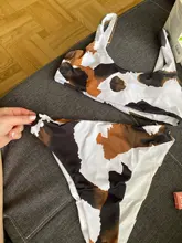 Bikinis con estampado de vaca para mujer, traje de baño de cintura alta, conjunto de Bikini de pierna alta, ropa de playa para primavera y verano, novedad de 2021