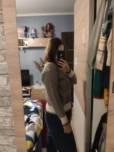 Oversize Cardigans Sweaters Checkered Plaid Colorfaith Fashionable Womens Spring Knitting