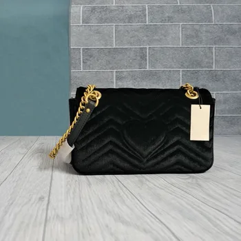 

Luxury Top Quality Velvet Female Shoulder Bags Women messenger Bags For Women Brand Designer chain Back Love Heart lady bags