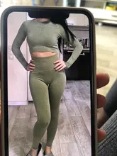 Conjunto de Yoga sin costuras para mujer, ropa deportiva para gimnasio, Top corto de manga larga para Fitness, Leggings de cintura alta y Sujetador deportivo conjunto de yoga ropa deporte mujer fitness  invierno 2020