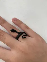 Nuevo Retro Punk personalidad exagerada serpiente anillo ajustable con apertura de la joyería