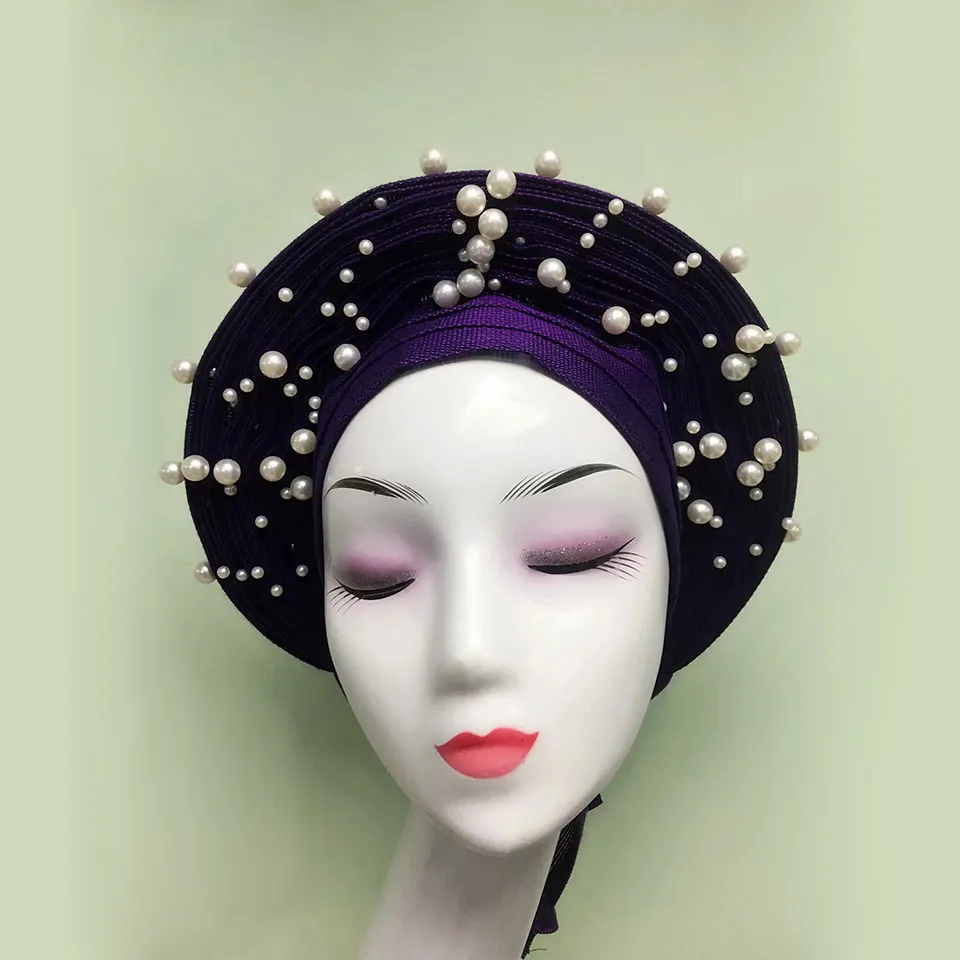 Latest auto gele ready made nigeria aso oke autogele Asoke Headwrap African Women Headtie MONA - Цвет: MONA-8