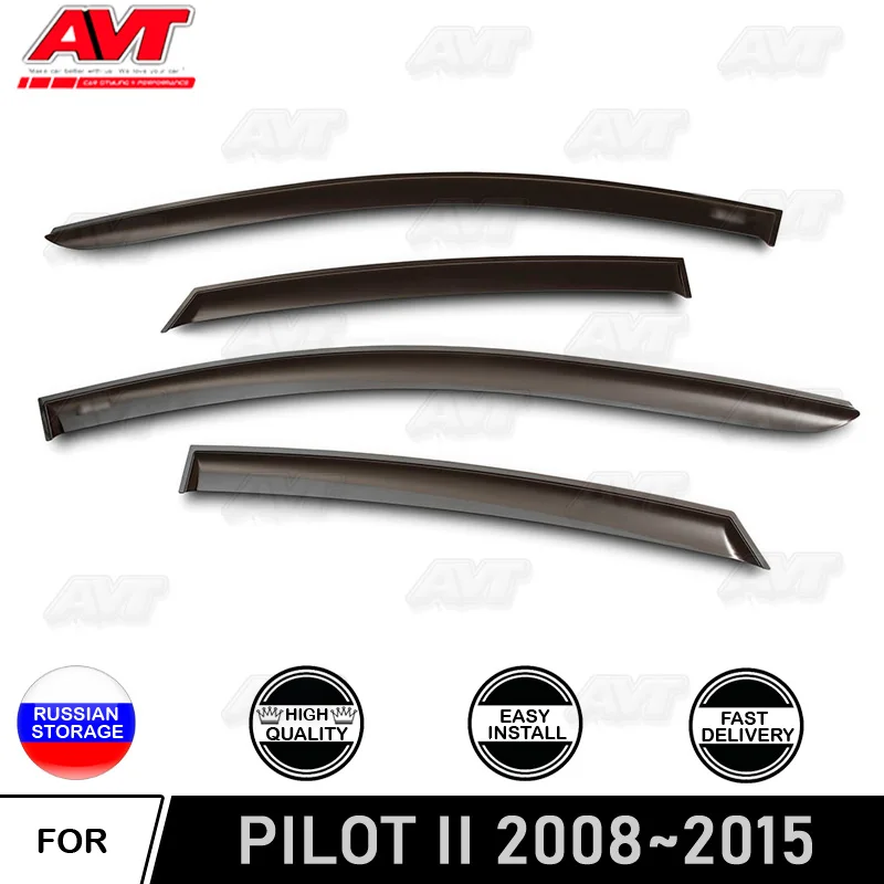 Window deflectors for Honda Pilot II 2008~2015 car styling wind deflector guard auto vent visor rain guards cover decoration | Автомобили