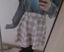 Sweater Skirt-Set Matching-Set Merry-Pretty Plaid 2pieces-Outfits Blue Spring Pleasted