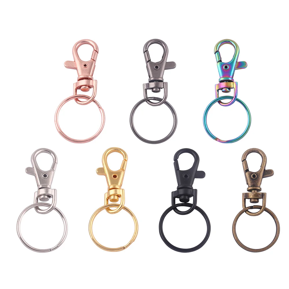 

Rainbow Swivel Claw Clasp with Split Ring,Swivel Hook Purse Keychain Lobster Clasps Strap Hook for Key,Hardware Handbag Supplies