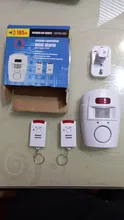 Sistema de alarma con Sensor infrarrojo, 2 mandos a distancia inalámbricos para el hogar, Detector de movimiento antirrobo, alarma, sirena de 105DB