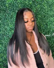 T malla con división peluca pelucas de cabello humano para las mujeres negras cabello humano brasileño recto peluca 13x1 Pre arrancado nudos blanqueados pelucas Remy 150%