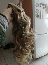 WTB-coleta de pelo largo ondulado para mujer, cola de caballo de 24 pulgadas, postizo de pelo sintético con cordón, onda negra