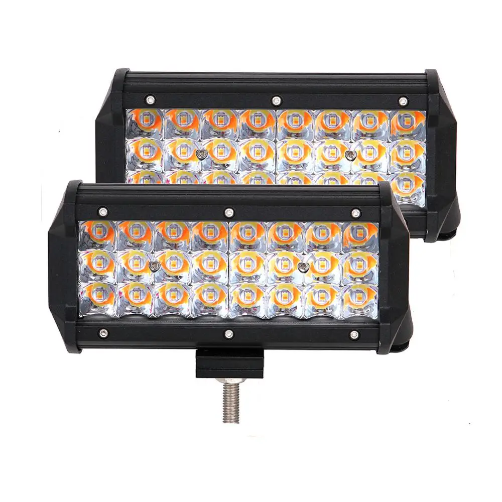

ECAHAYAKU 2PCS 7 " 72W Dual Colors Tri-row LED Light Bar IP68 Spot for ATV SUV Truck Trailer Forklift UTE 12v/24v Car LED Lamp