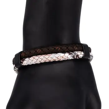 

Leather bracelet (genuine leather, magnetic lock, Brown) 55988