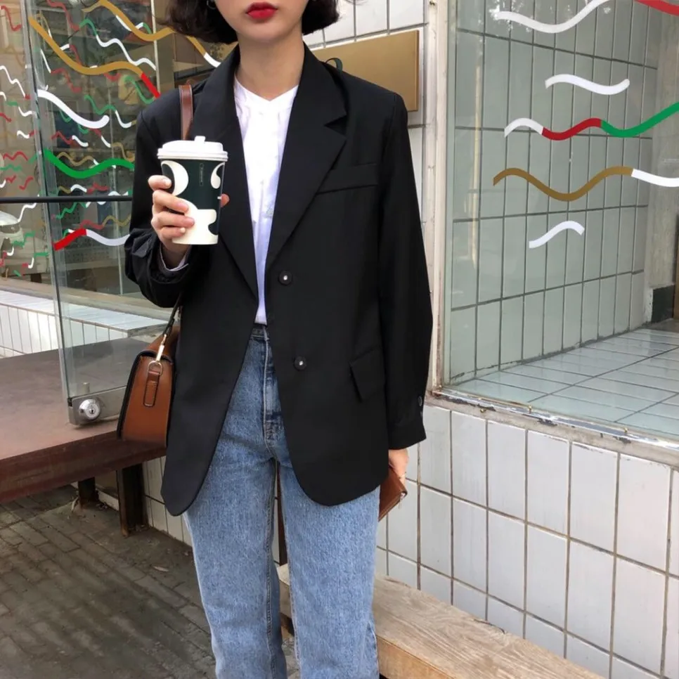 

Obrix Light Formal Female Jacket Casual Style V-Neck Long Sleeve Office Lady Single Breasted Jacket For Work