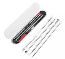 LaMilee 4 unids/set Blackhead Comedone acné grano herramienta removedor de la espinilla cuchara para herramienta para cuidado de la piel Facial agujas Facial limpiador de poros