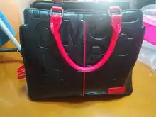Bolso de mano de piel sintética con letras para mujer, bolsa de mano de gran capacidad, de diseñador, a la moda, color negro