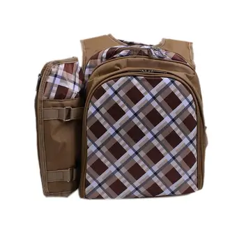 

Brown cloth picnic backpack 40x30cm-1
