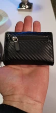 Tarjetero de Metal RFID con botón para hombre, Cartera de fibra de carbono con protección, delgada, antirrobo, 2021