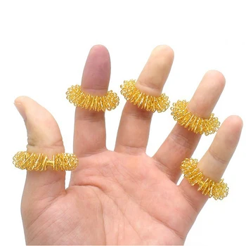 

5pcs Gold Steel Finger Massage Ring Set Home Use Health Massager Ring Health Care Body MassagerRelax Finger Hand Care Ring