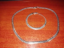 Jewelry Link-Chain-Sets Bracelet Necklace Wedding-Gift 925-Sterling-Silver Full-Sideways