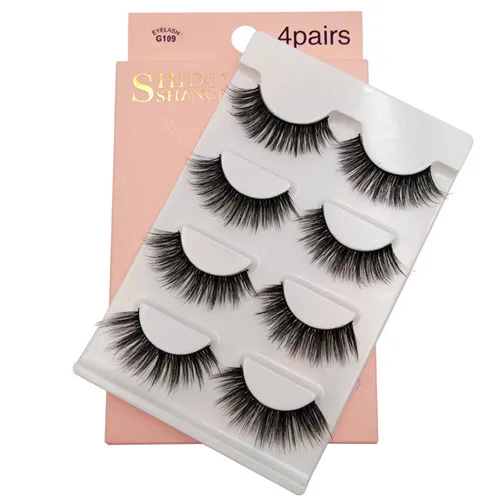 SHIDISHANGPIN 4 pairs 3d Mink Lashes False Eyelashes Natural Thick Long Eyelashes Hand Made Multi-layer Eyelashes Extension - Цвет: G109