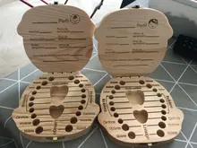 Caja de dientes de madera para bebé, organizador para guardar dientes de leche, Umbilica Lanugo, envío en español/inglés/Portugal/francés/Rusia