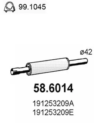 Глушитель(средняя часть) ASSO 58.6014