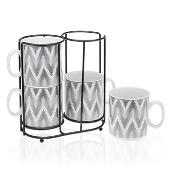 

Set of Mugs Metal Porcelain (4 Pieces)