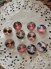 Botones a presión de 18mm para cara de niña, 10 Uds. Redondas mixtas, foto de cristal, cabujón, estilo para pulseras a presión de 18mm, regalo de joyería