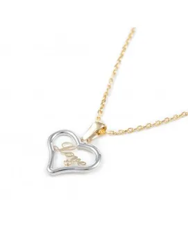 

Pendant Gold Two Color with Heart "Love" and cubic zirconia