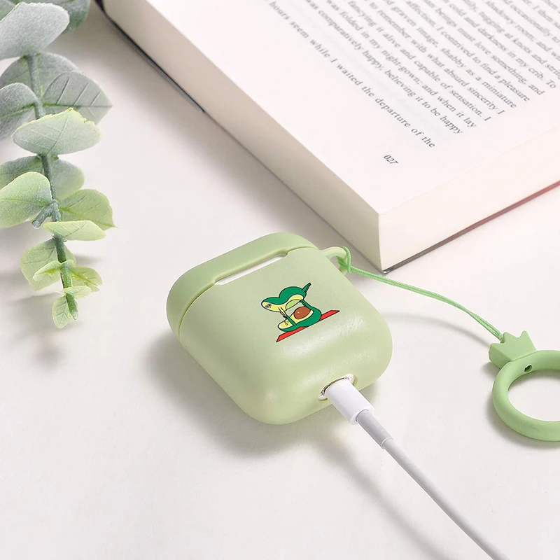 Милый чехол для Apple airpods чехол мультфильм авокадо Bluetooth наушники чехол для Airpods 1 2 сумки для зарядки наушники мягкий чехол крючки